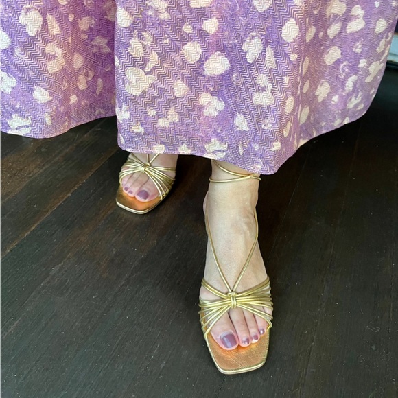 Loeffler Randall Riley Gold Lace Up Sandal Size 8.5 - Picture 10 of 10